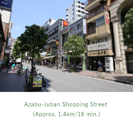 麻布十番商店街（約1.3kｍ／17分）