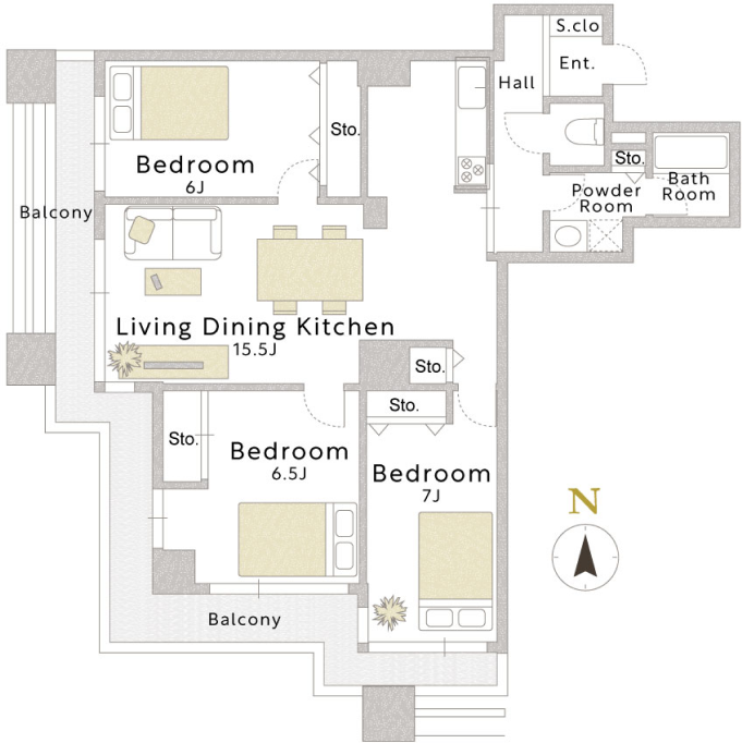 リバーシティ21イーストタワーズ 10号棟 間取り例