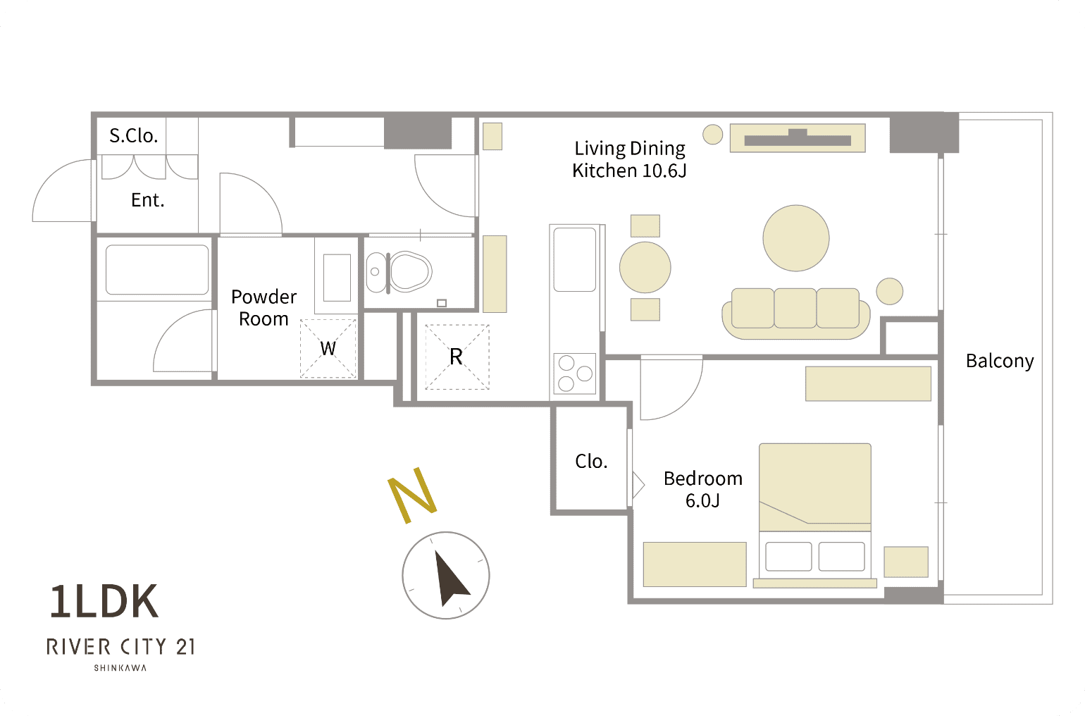 1LDKの間取りイメージ