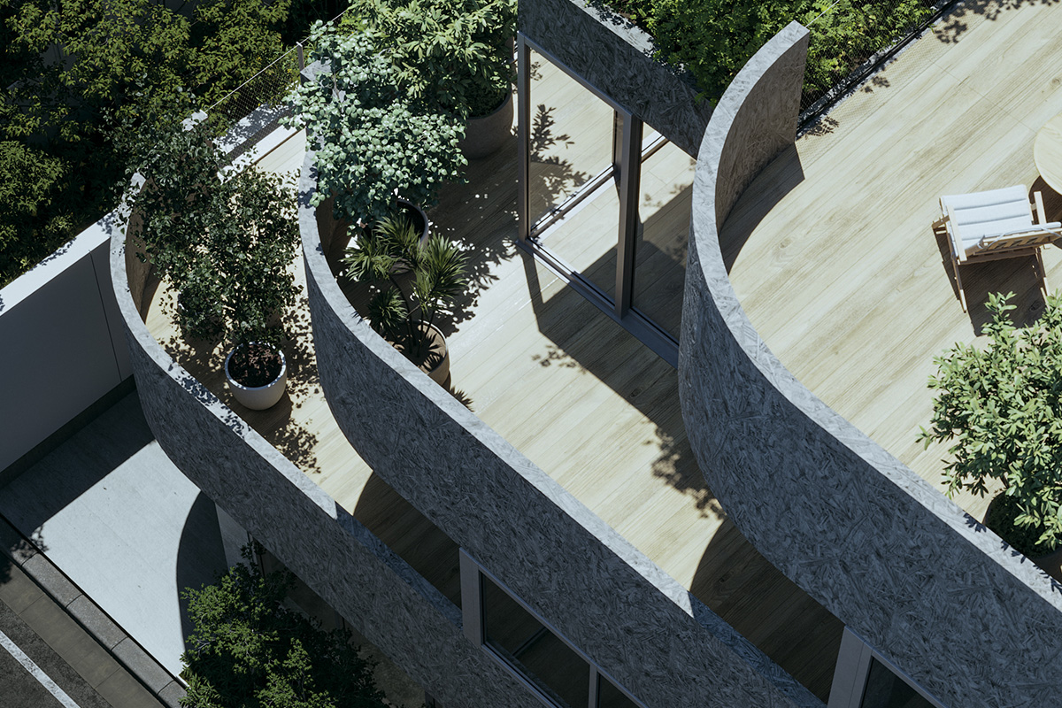 奥行が、外へとほどけていく。光を纏うバルコニーという思想